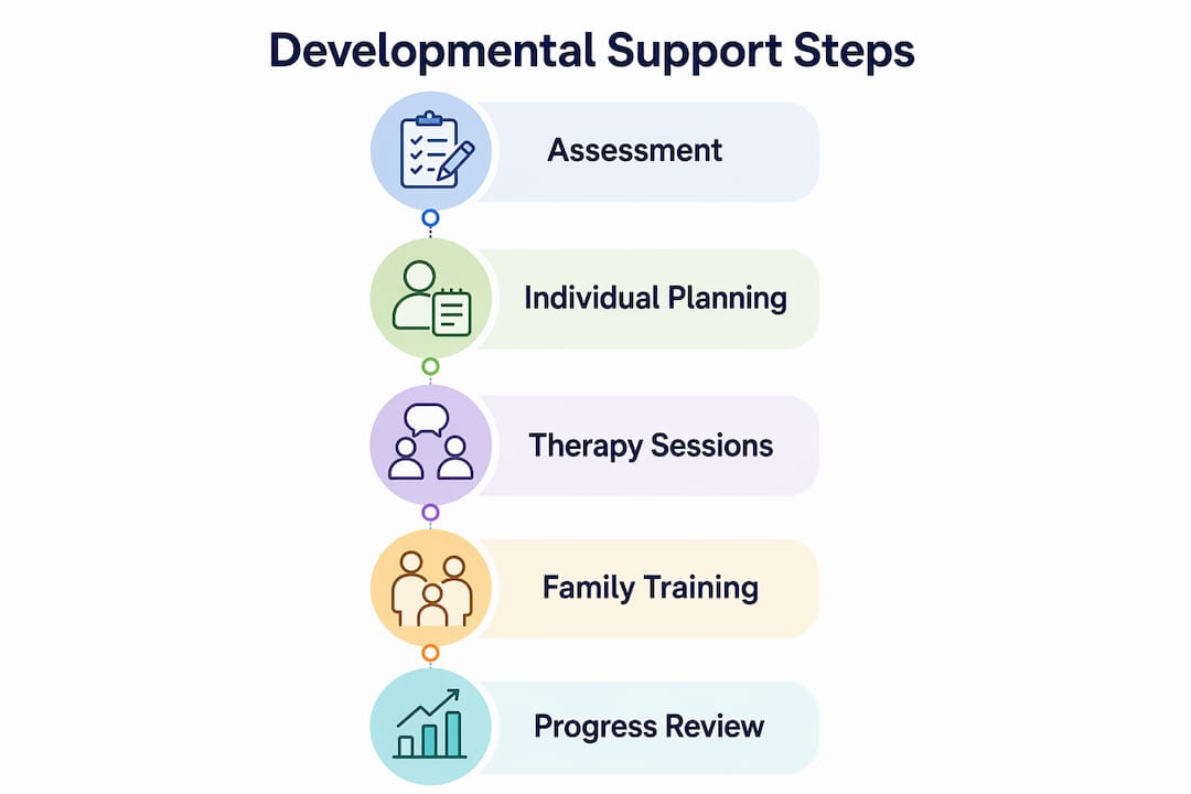 Infographic showing stages of early childhood developmental support