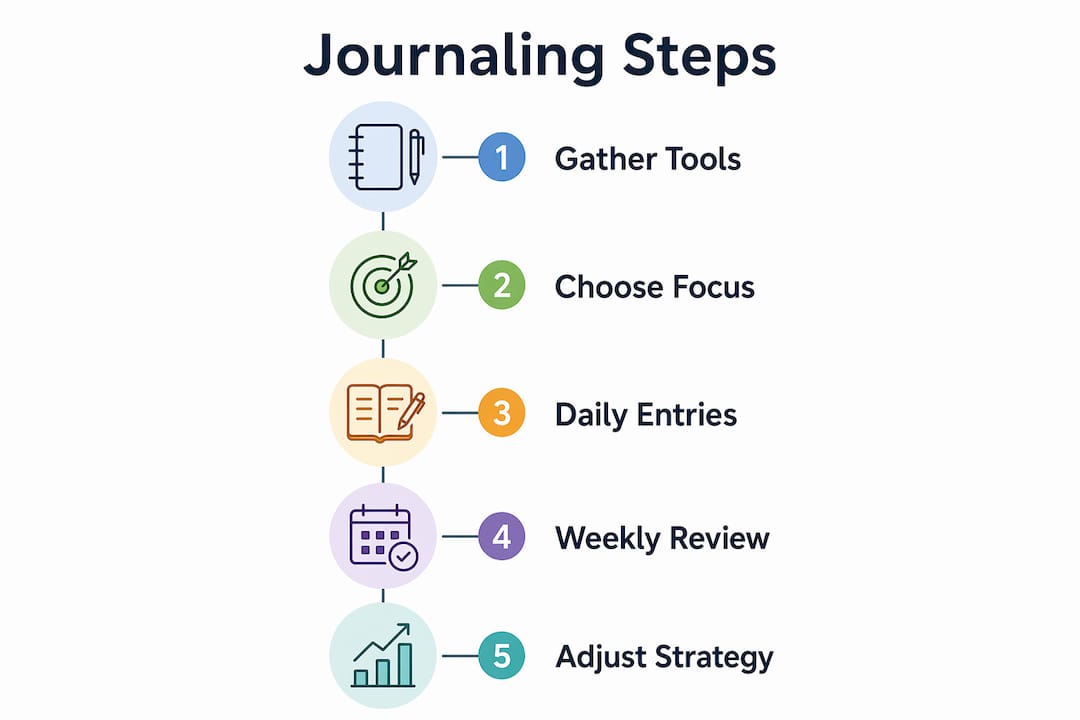 Infographic illustrating steps for autism parent journaling