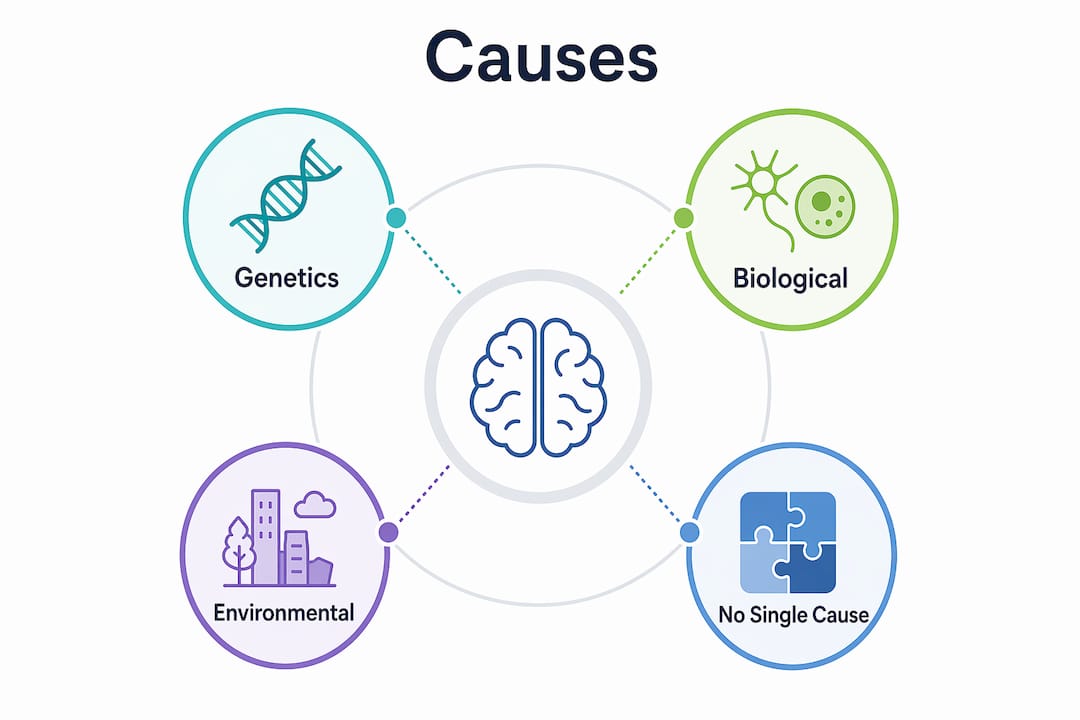 Infographic of neurodevelopmental disorder causes hierarchy