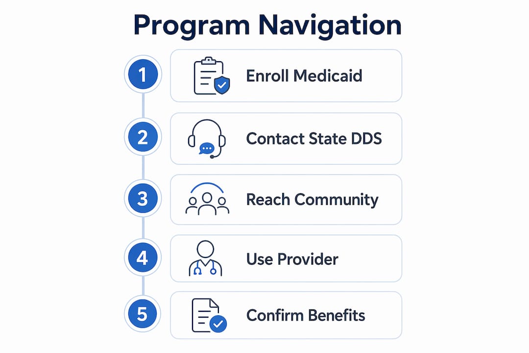 Infographic illustrating autism support navigation steps