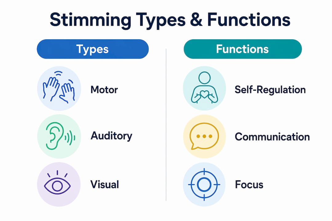 Infographic showing types and functions of stimming