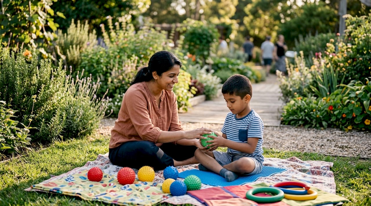 Therapist engaging child in autism therapy session
