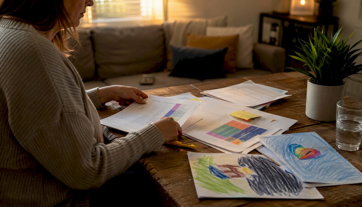 Hands sorting autism meeting documents