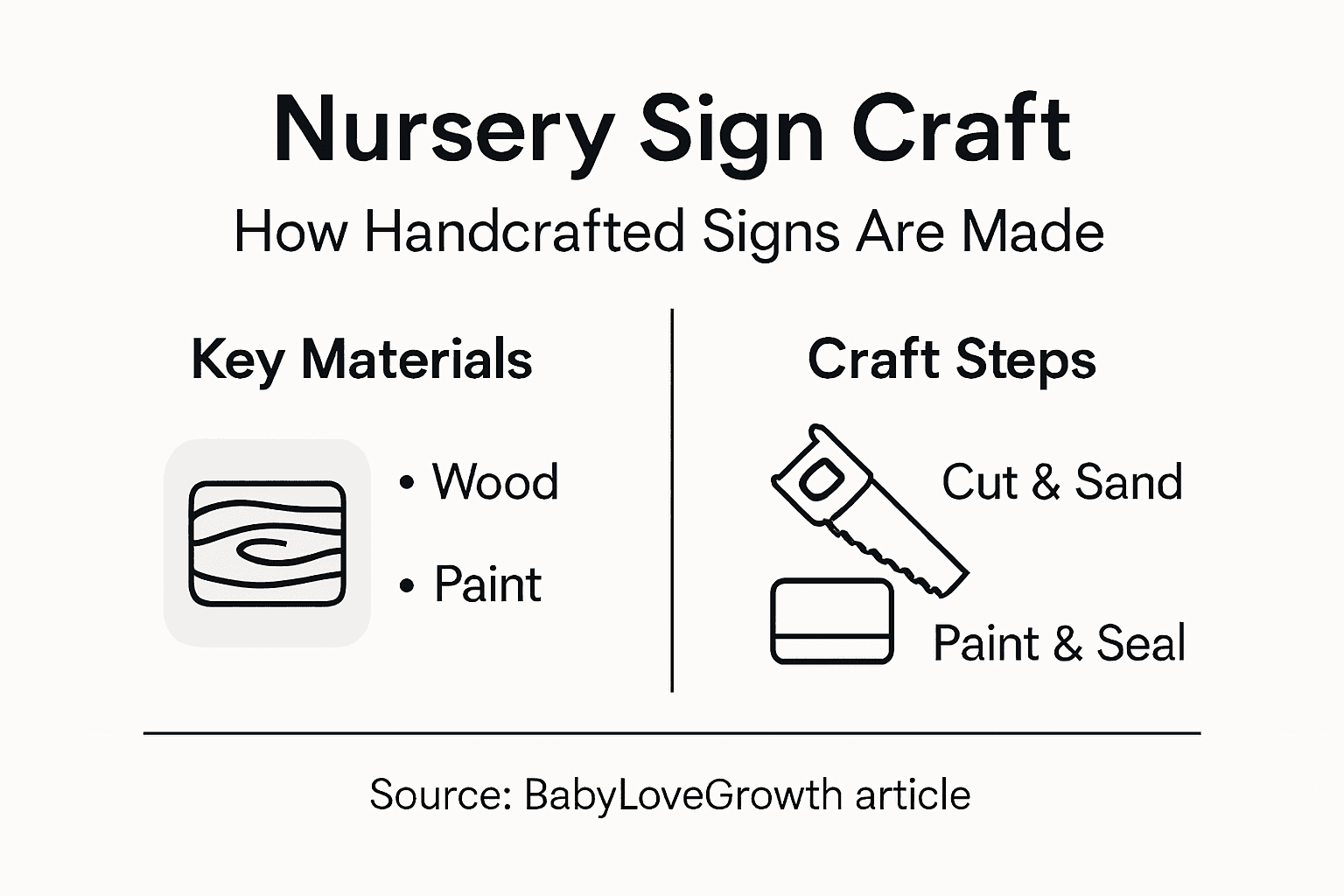 Infographic of handcrafted nursery sign process