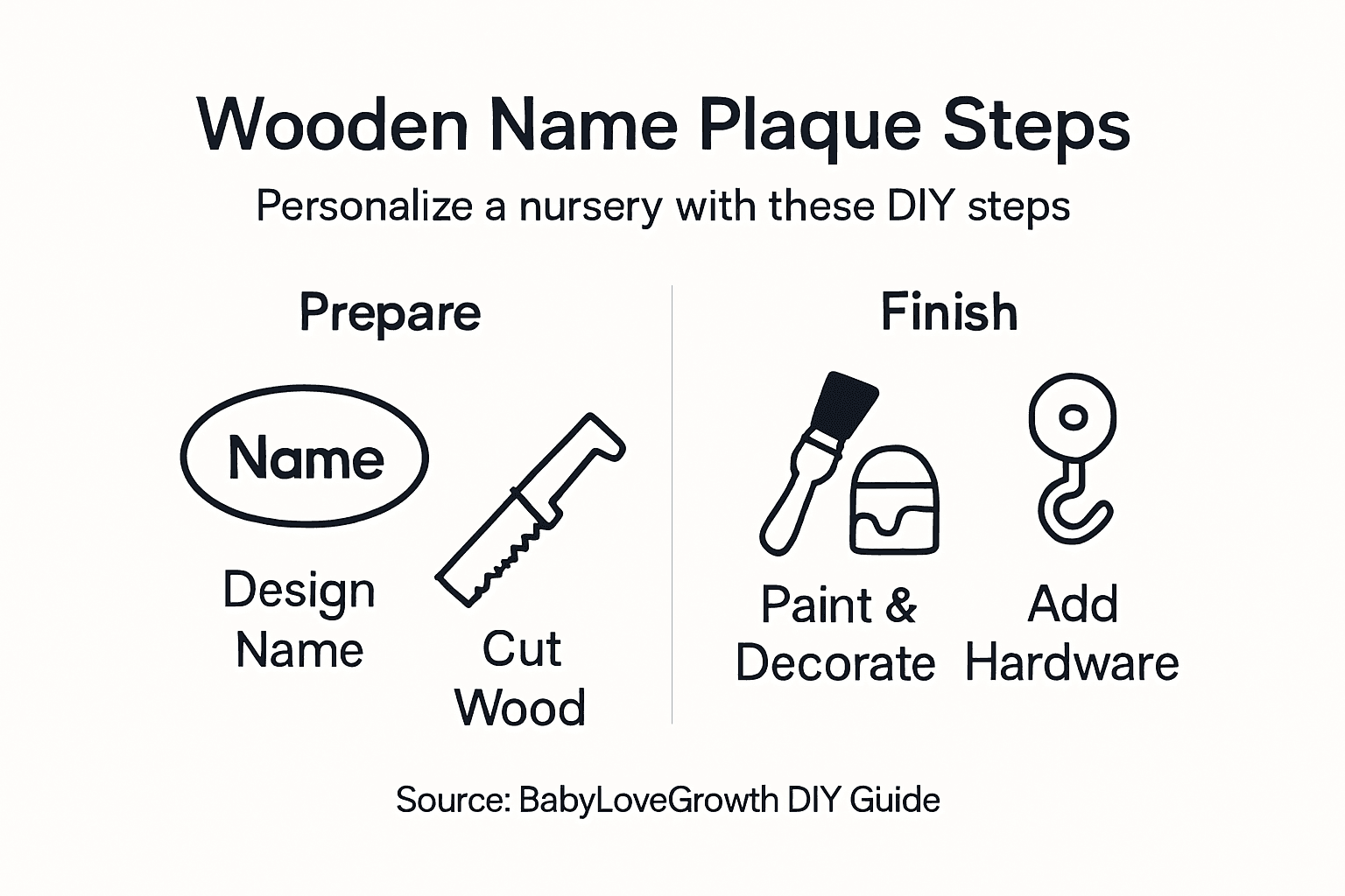 Infographic of wooden name plaque diy steps
