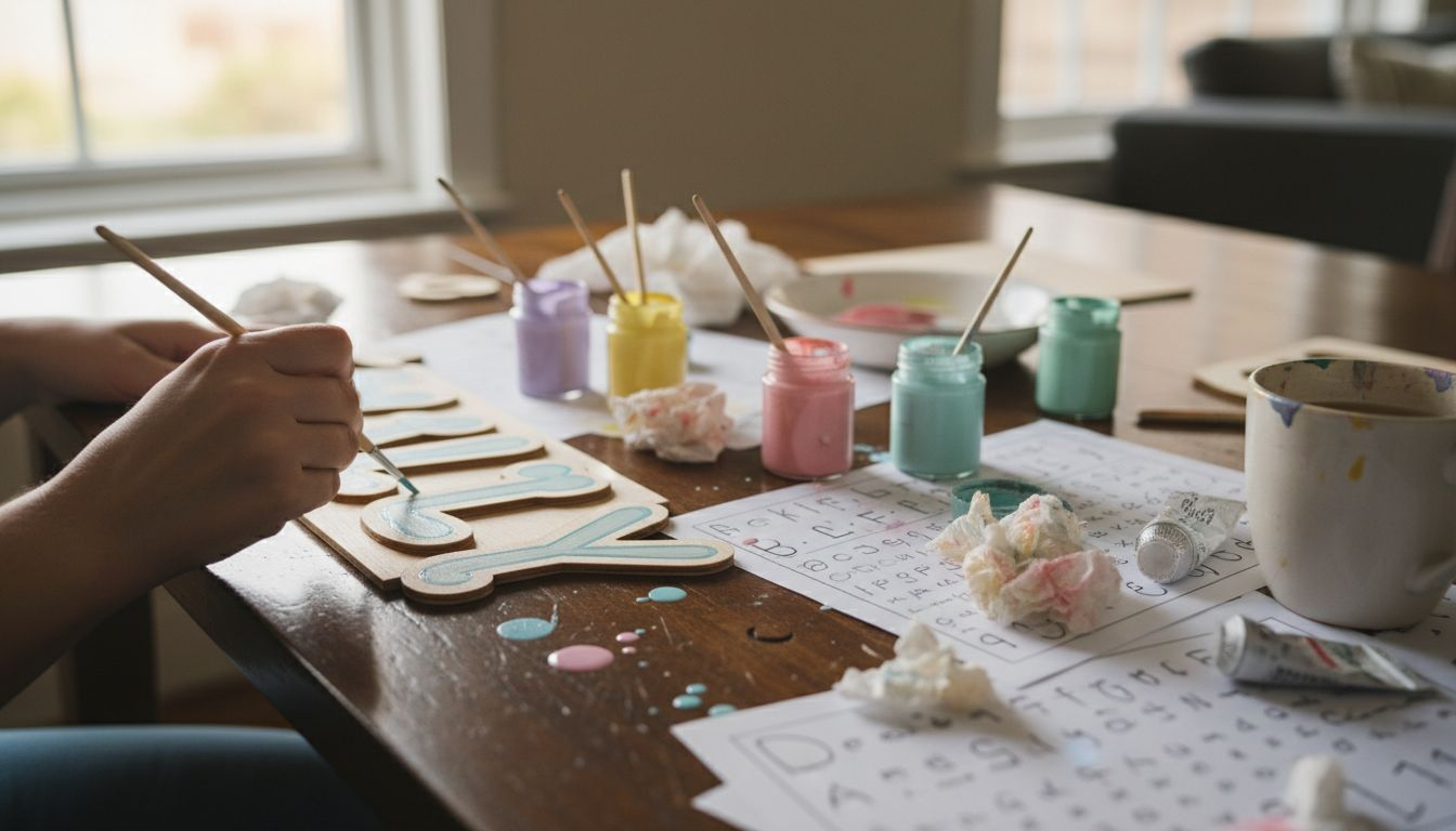 Hand painting wooden name sign details