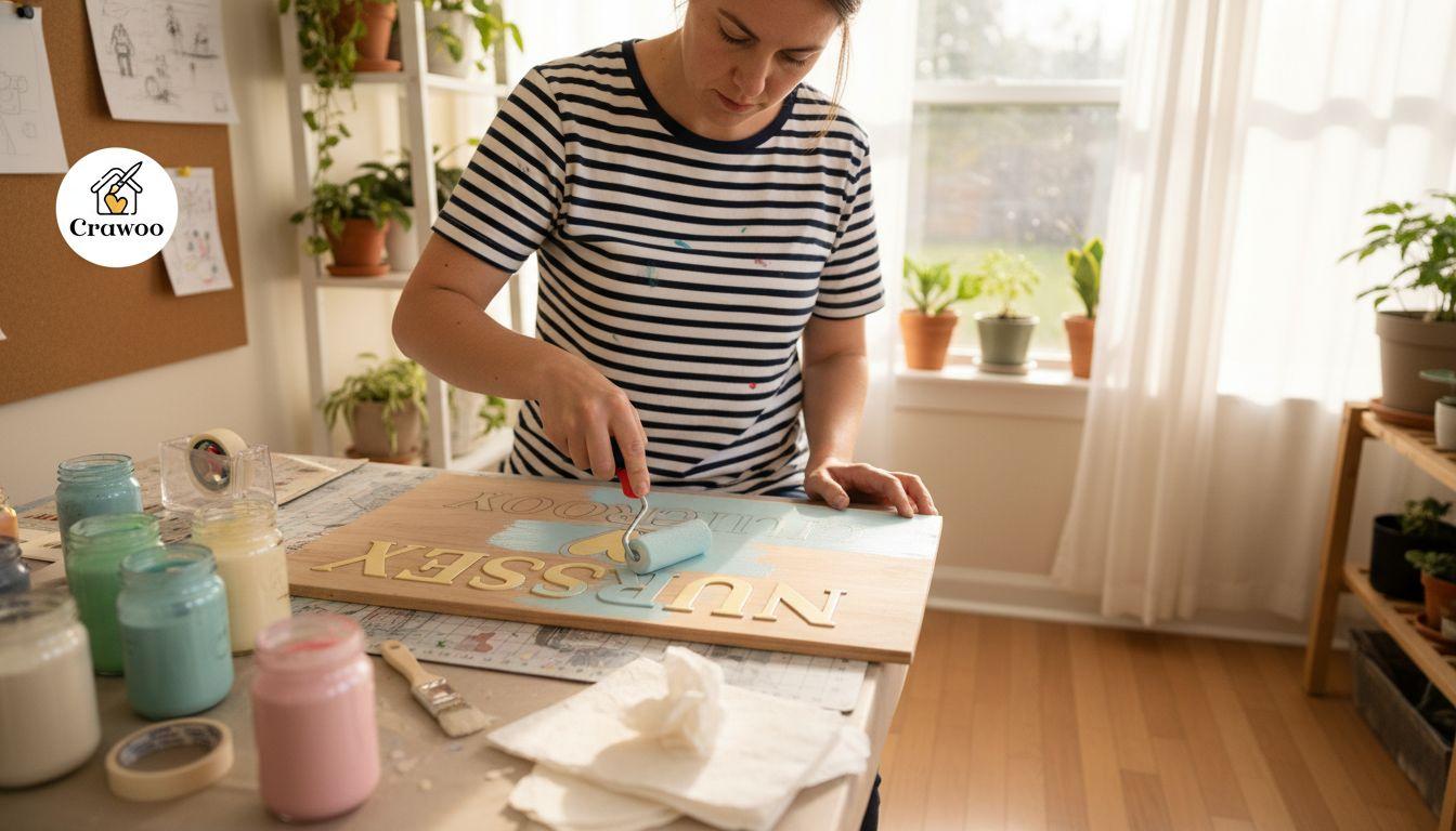 Painting custom wooden nursery sign