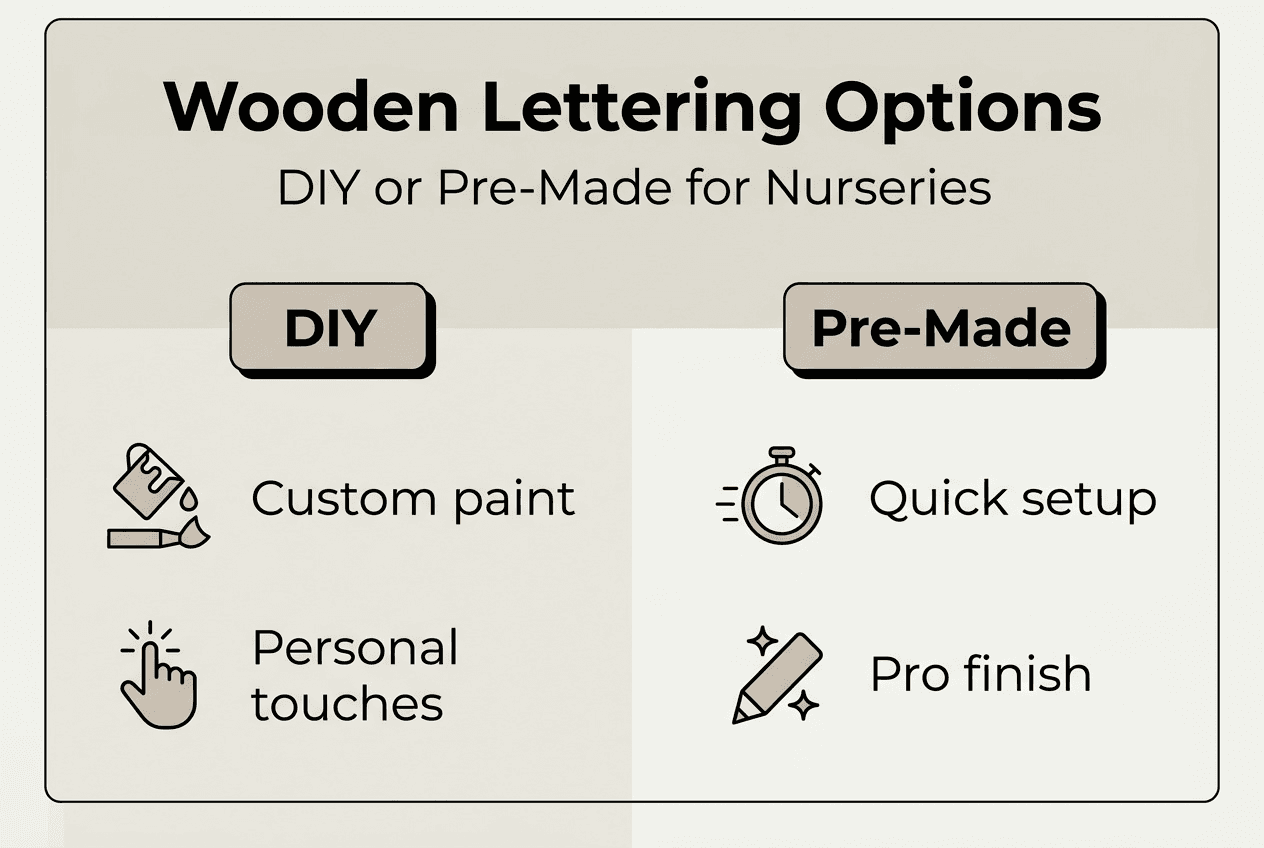 Infographic comparing DIY and pre-made wooden letters