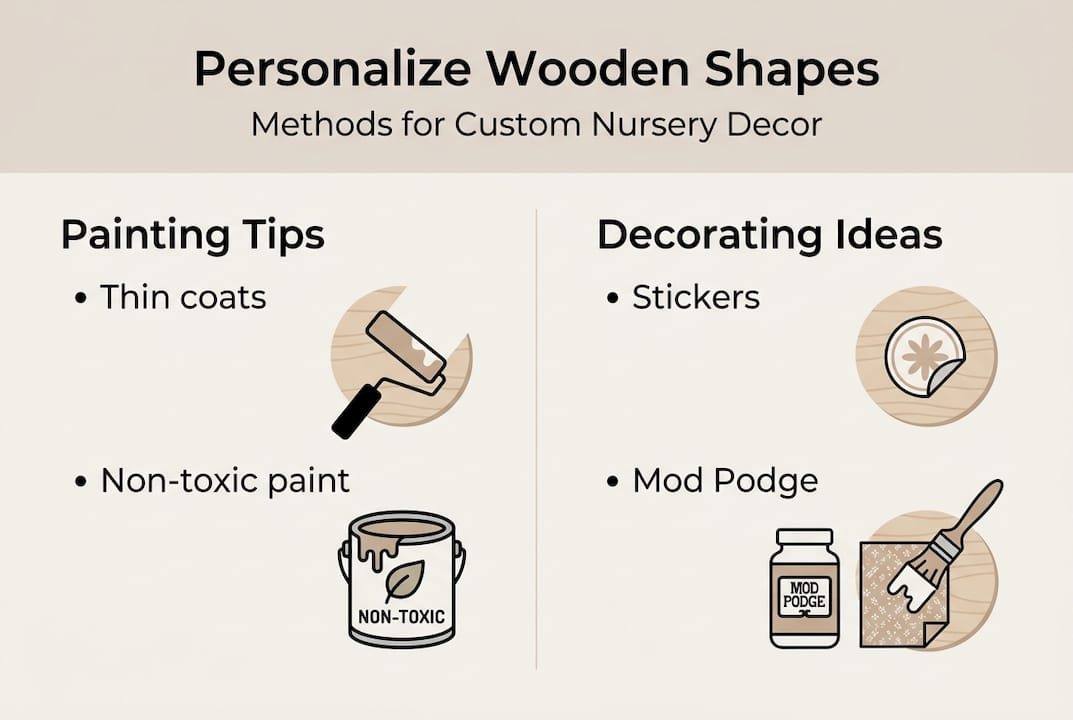 Infographic showing wooden nursery decor methods
