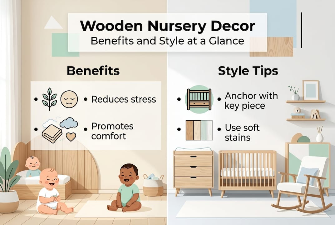 Infographic wooden nursery benefits and style
