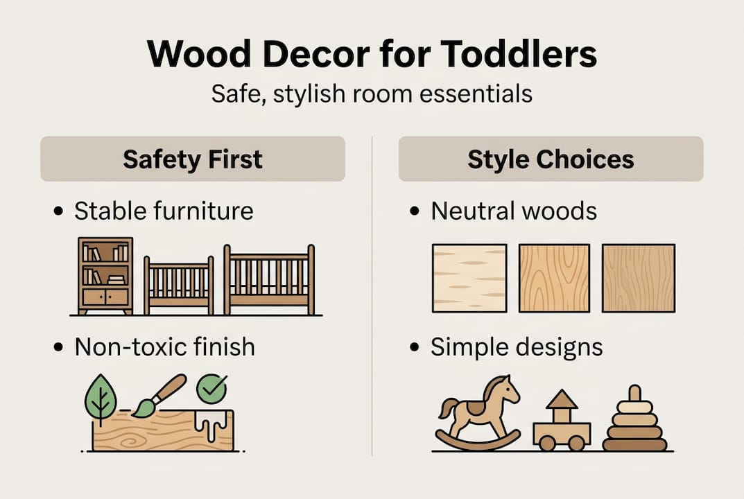 Infographic on safe wood decor for toddlers