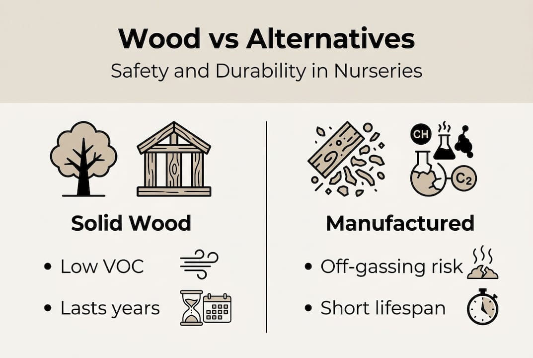 Infographic comparing wood versus manufactured materials