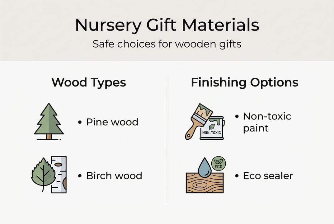 Infographic showing safe wooden gift materials
