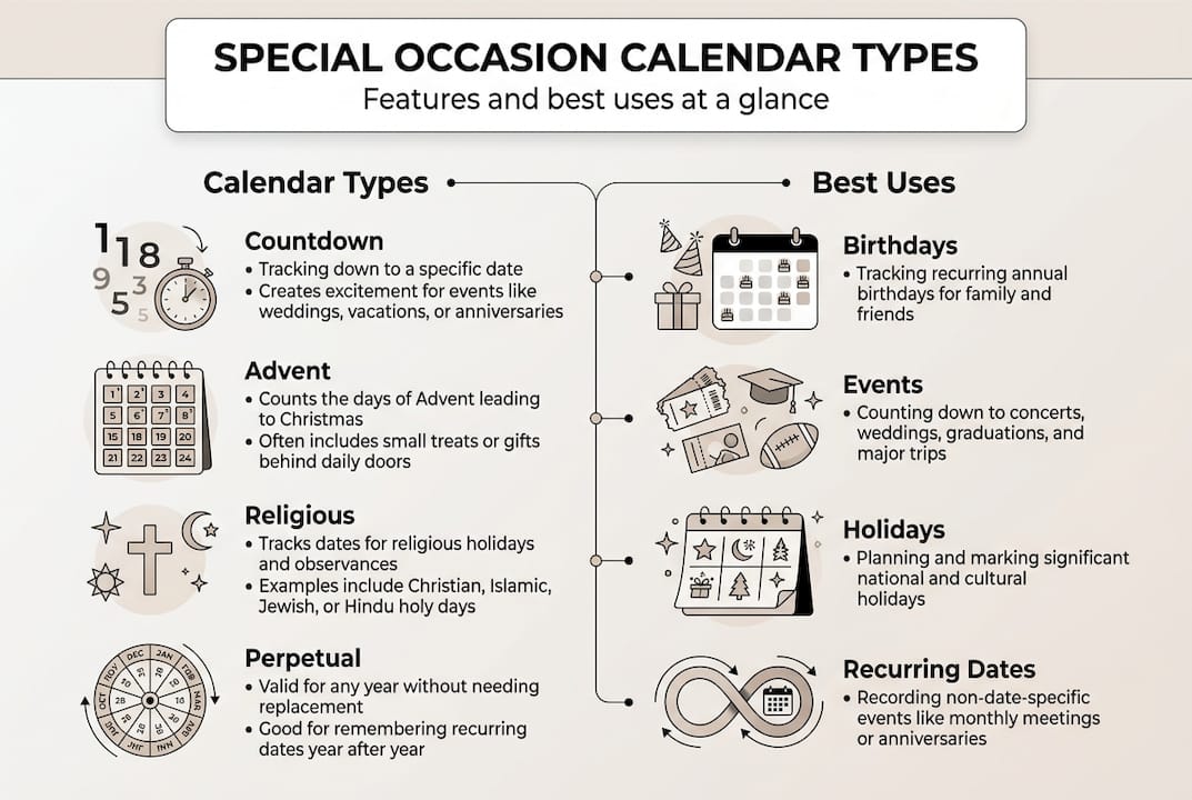 Types of special occasion calendars for event success