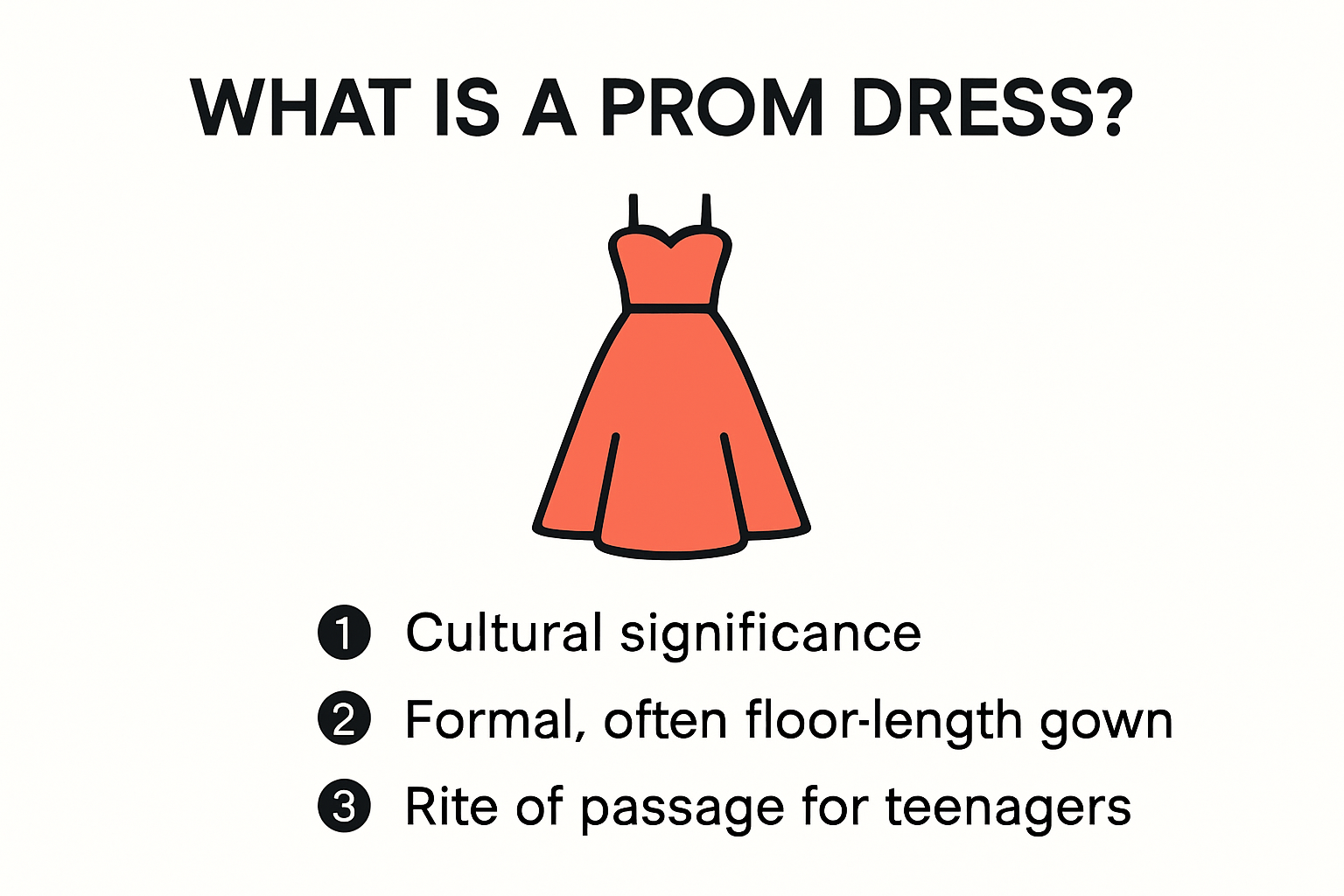 Infographic visually explaining what a prom dress is
