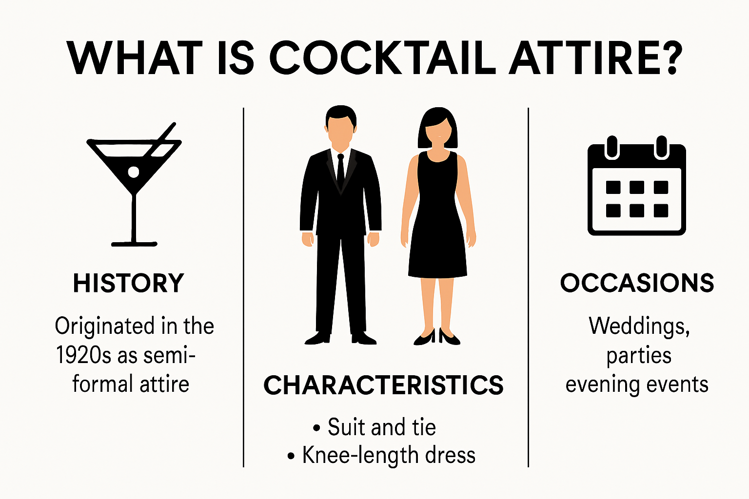 Infographic explaining what is cocktail attire