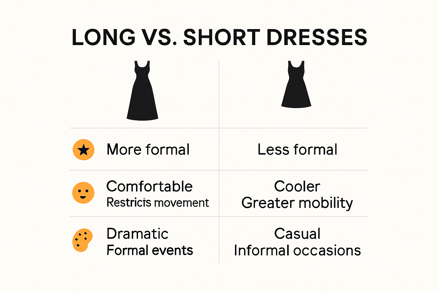 Comparison of long vs short dresses for events