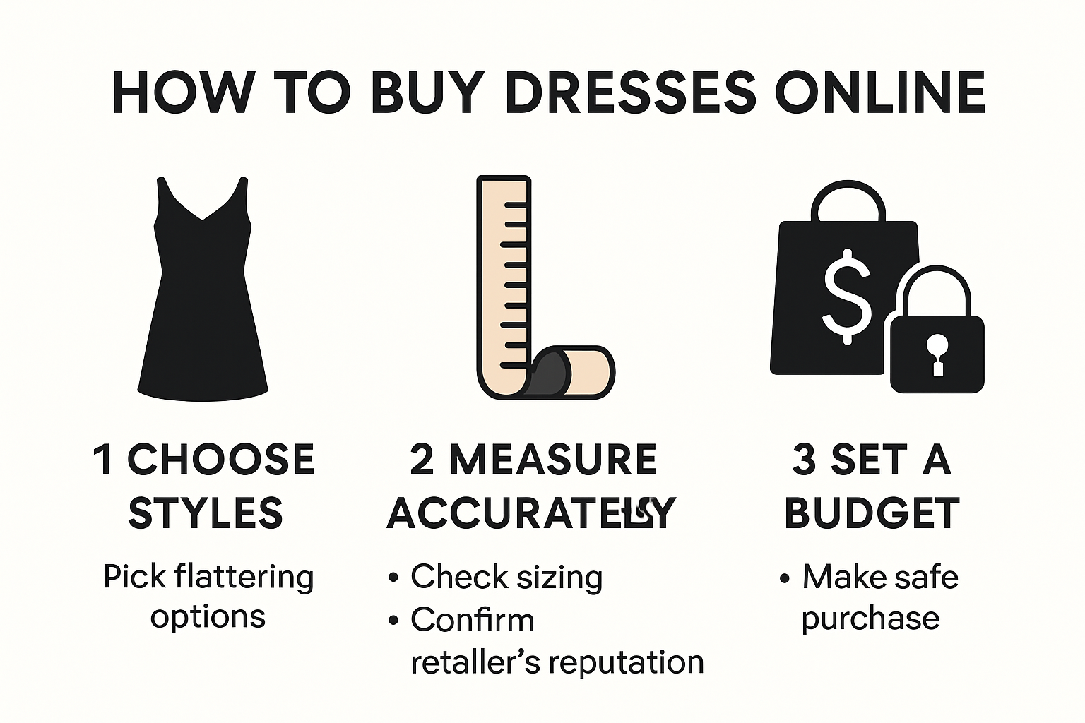 Step-by-step infographic for buying dresses online