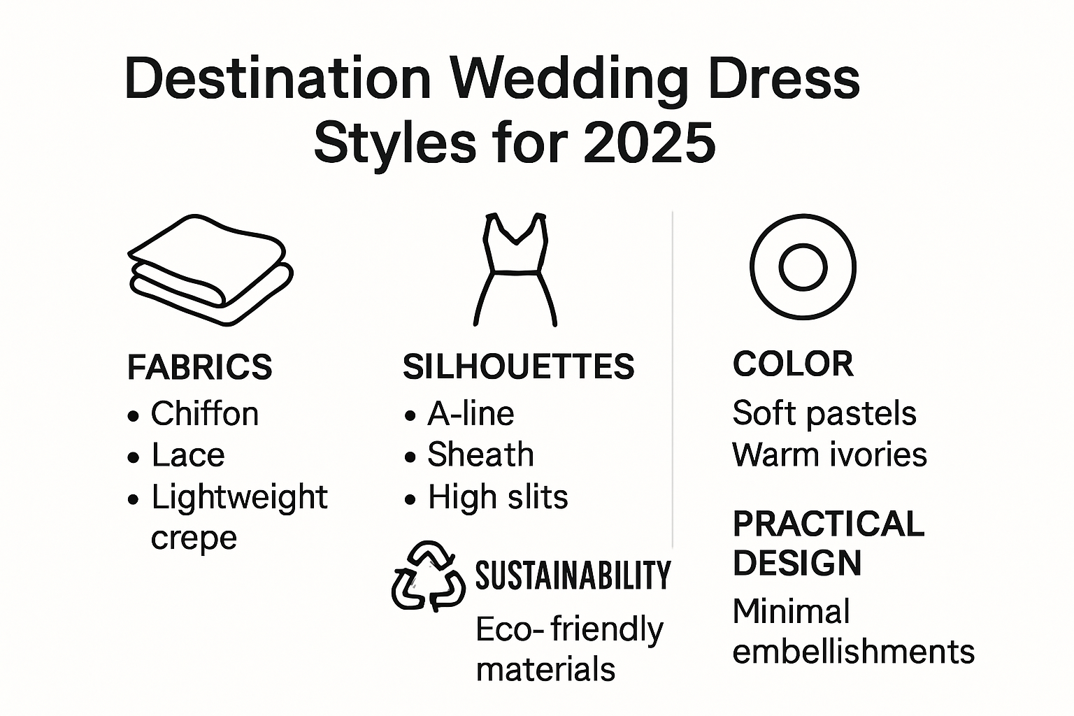 Visual guide to 2025 destination wedding dress styles