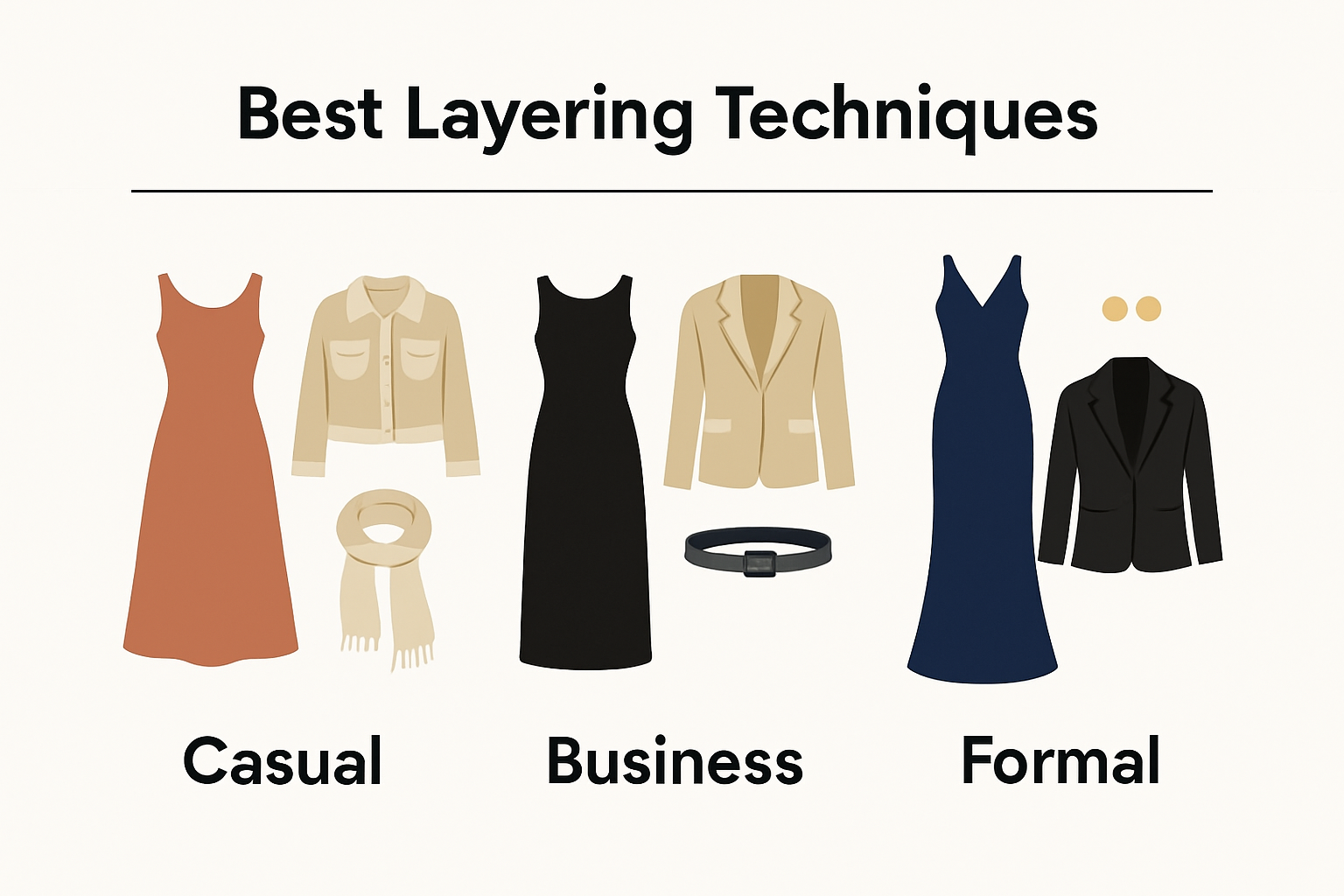 Infographic showing dress layering options