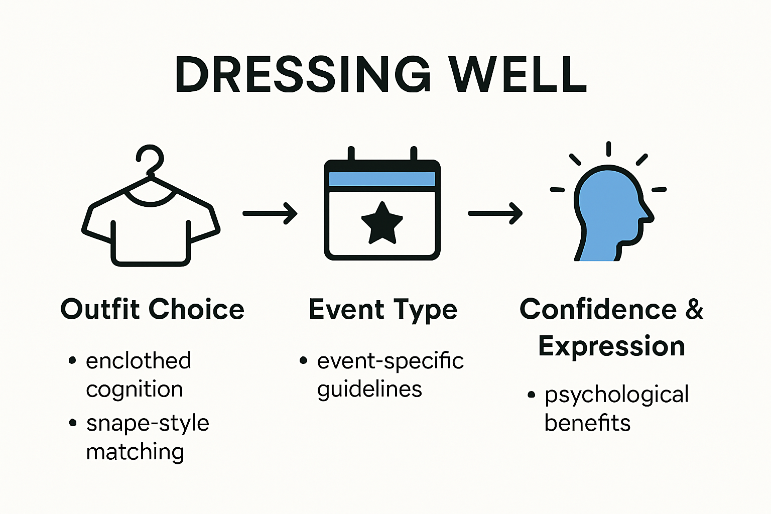 infographic explaining links between dress, event, and confidence