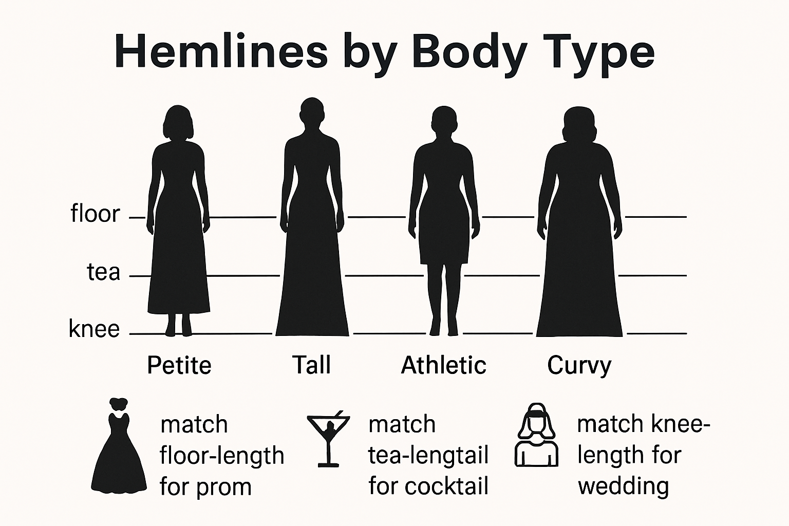 Infographic matching hem lengths to body shapes and occasions