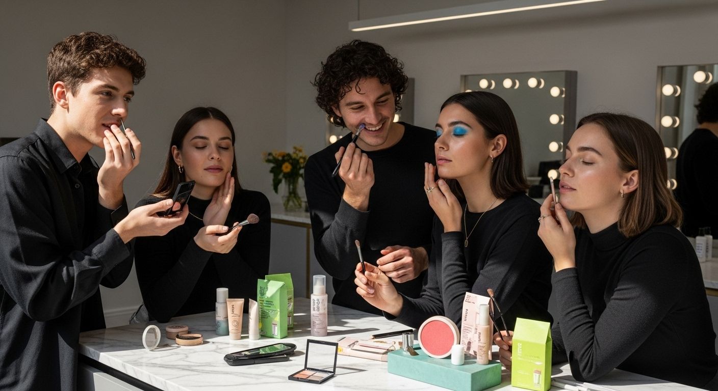 2025 makeup trends, modern beauty studio, bold eyeshadow