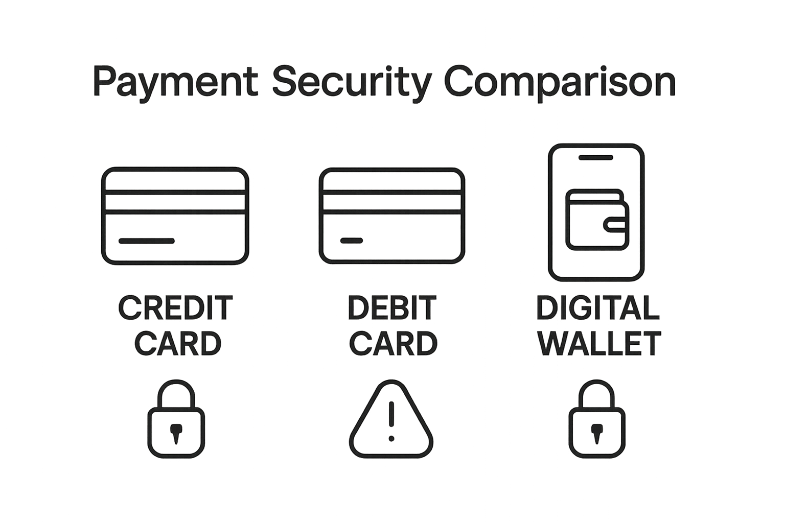 Infographic comparing online payment method safety