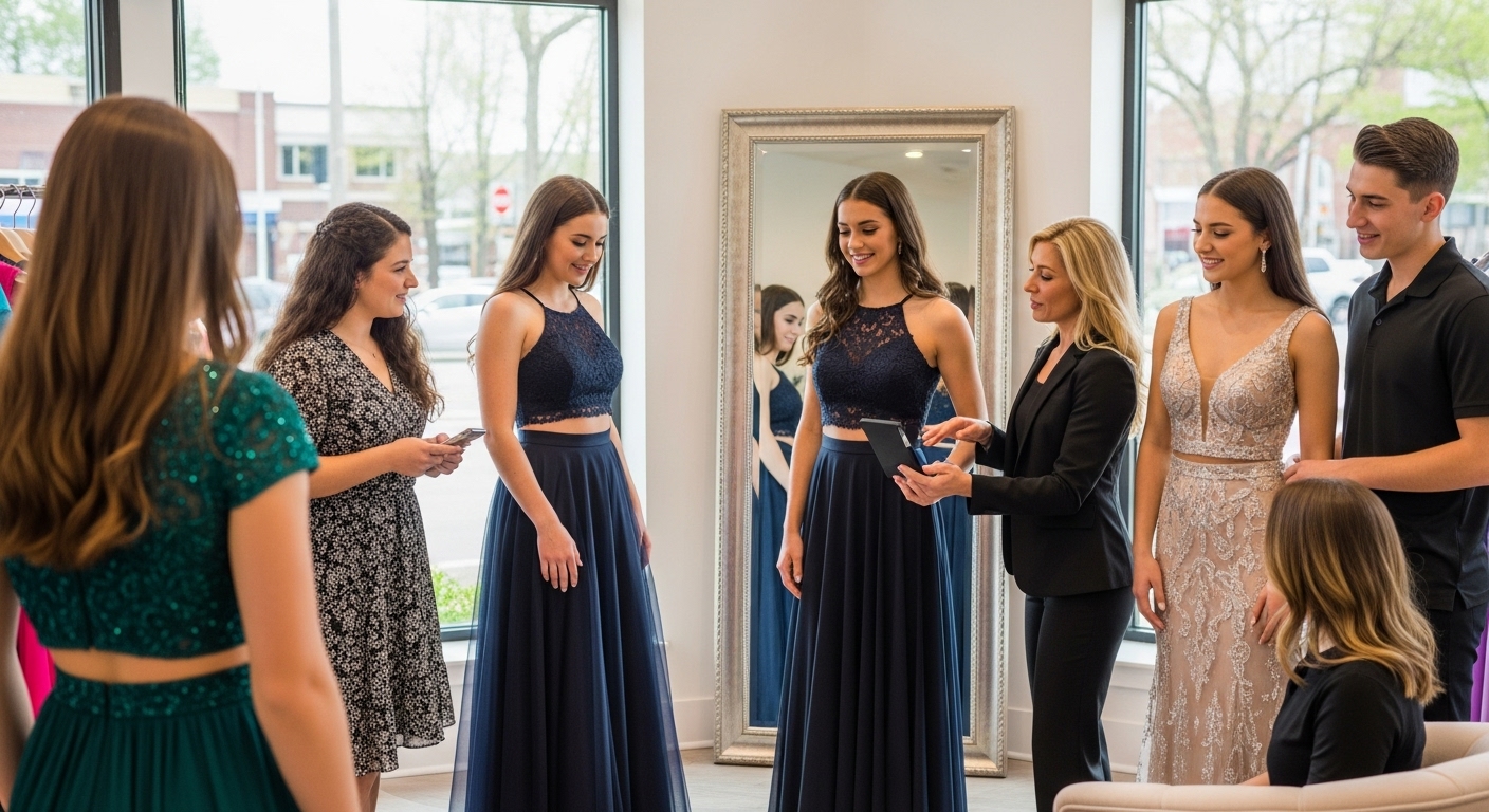 two-piece prom dresses fitting