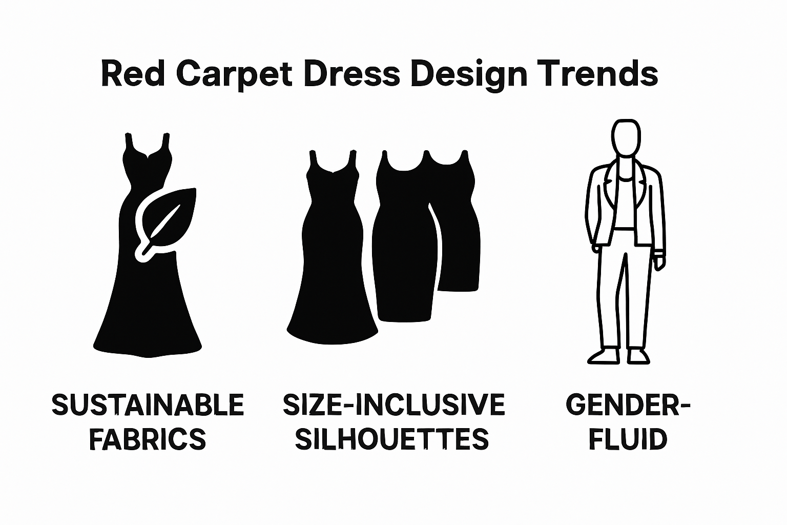 Simple infographic showing three red carpet dress trends