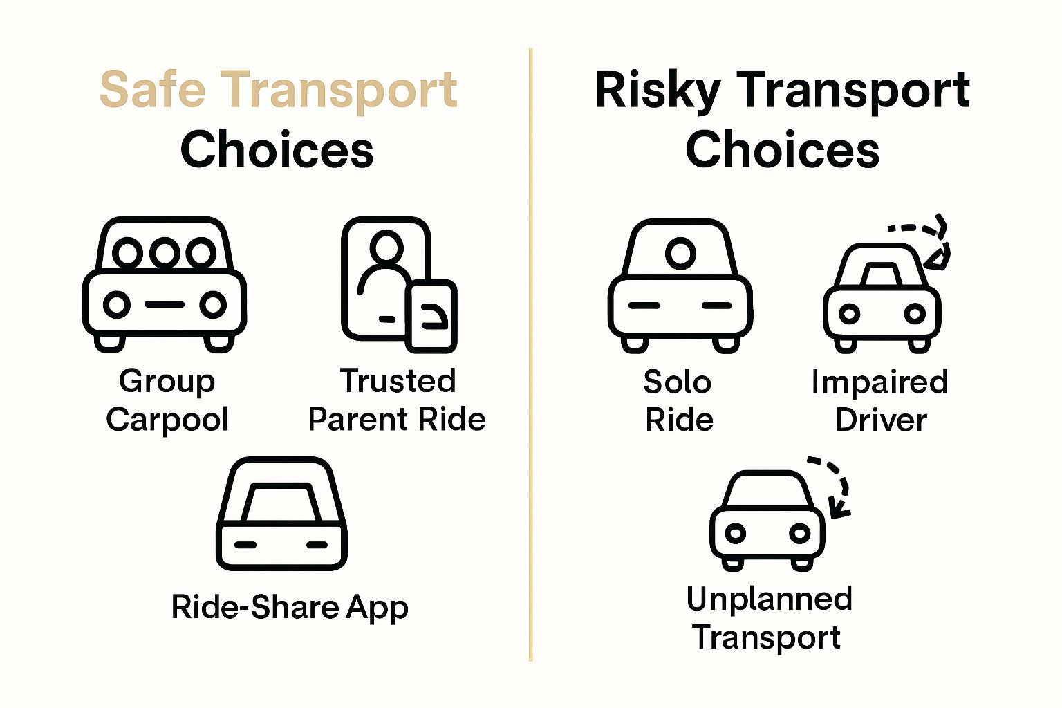 Safe vs. risky prom transport comparison chart