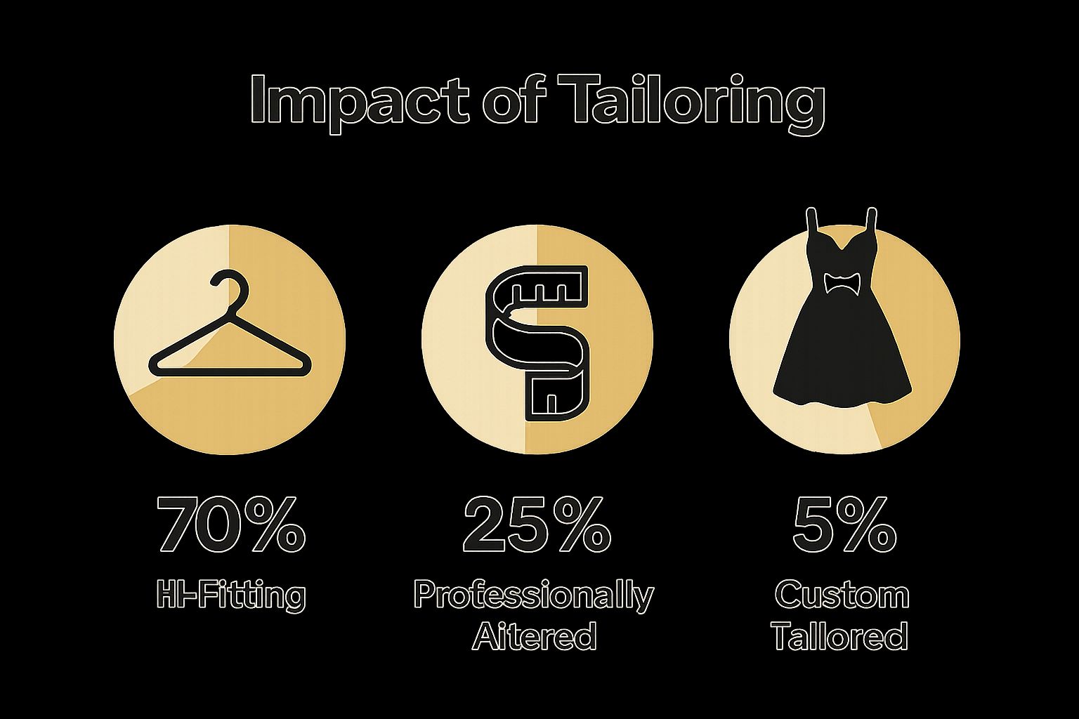 Infographic comparing clothing fit: off-the-rack, altered, custom tailored
