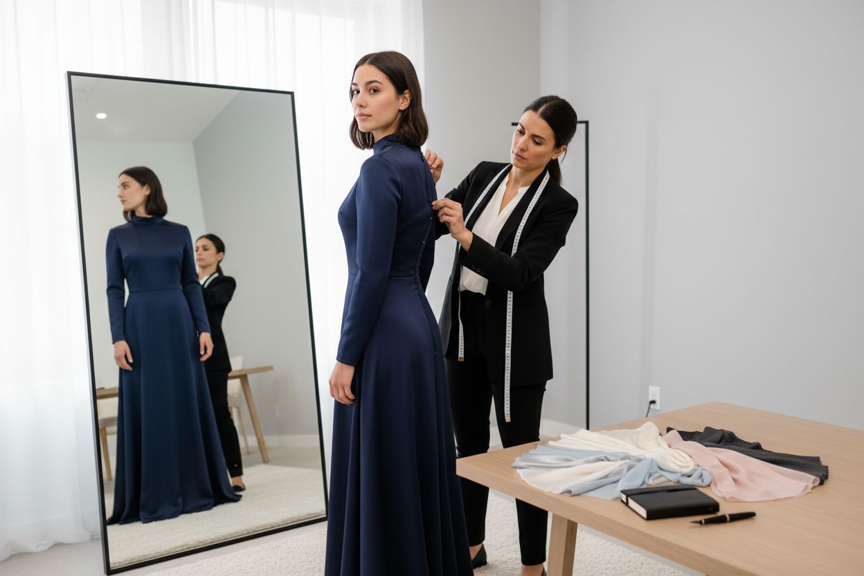 modest dress fitting room