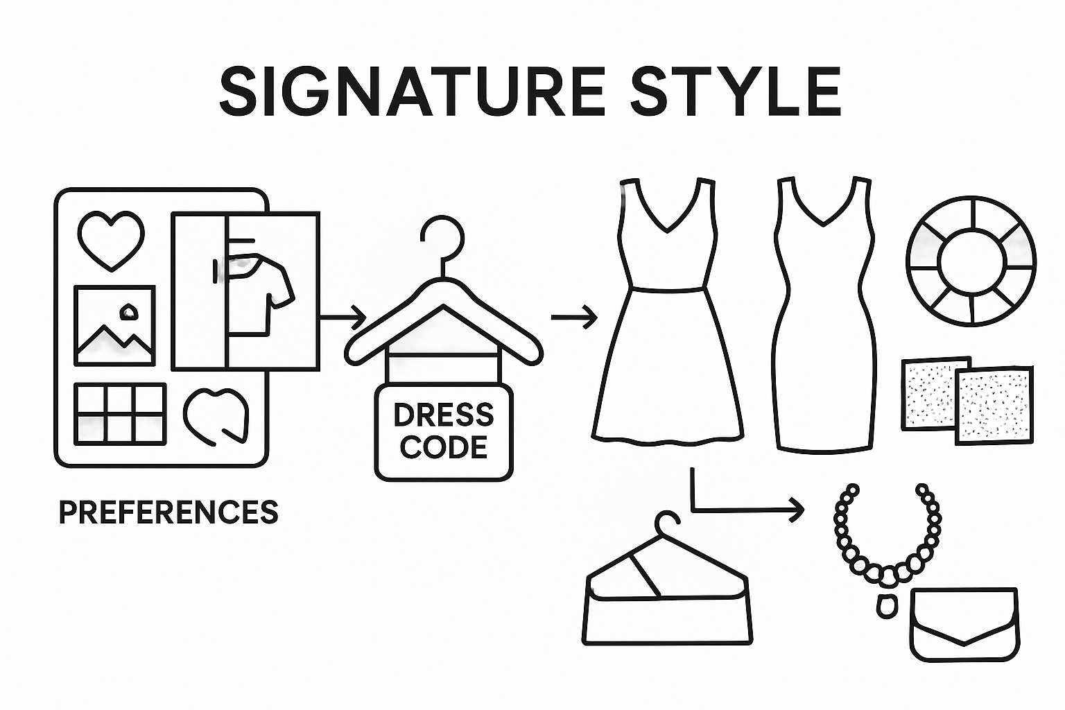 Infographic showing steps for signature style