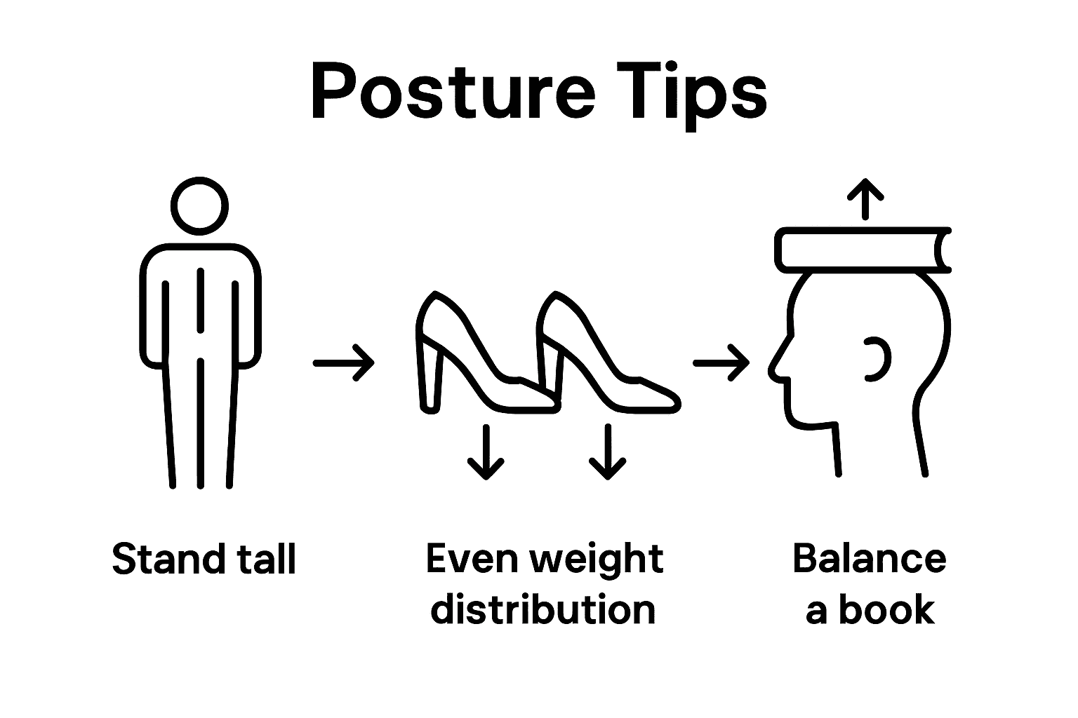 Infographic on posture tips for high heels