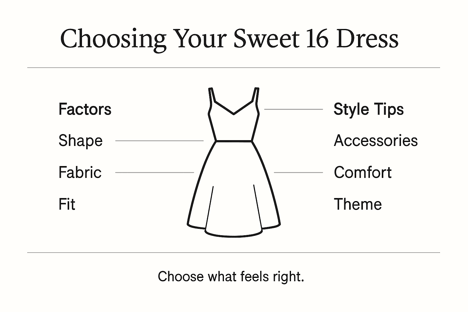 Infographic on choosing Sweet 16 dress