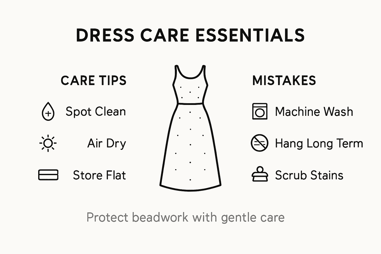 Infographic showing dress care tips and mistakes