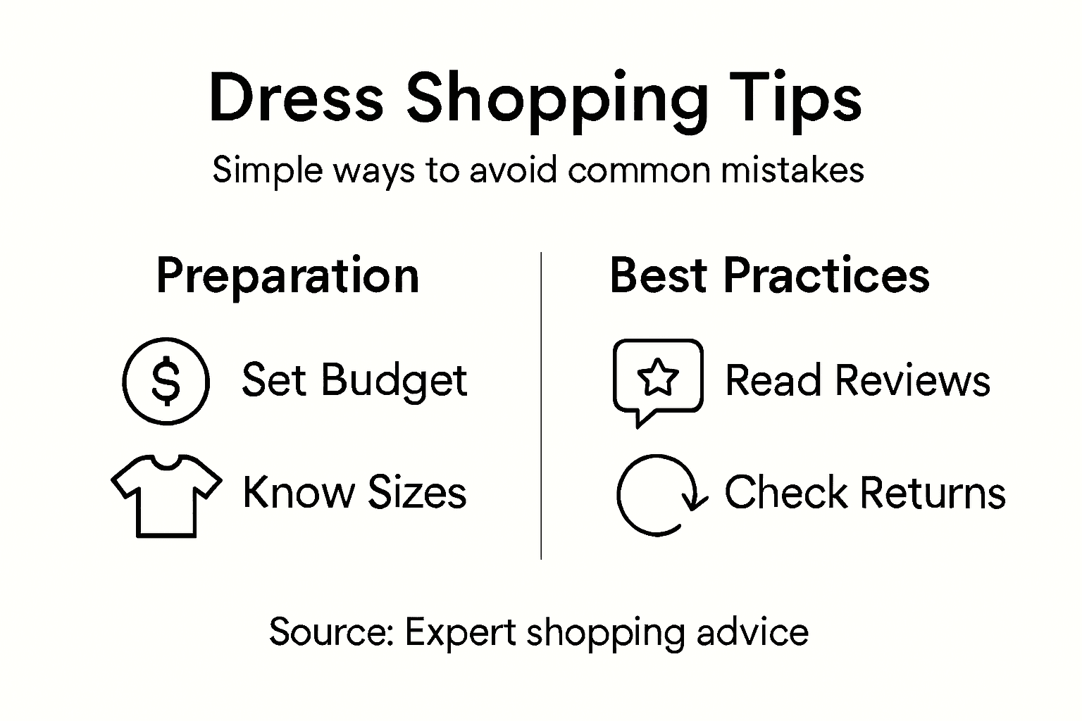 Infographic on dress shopping preparation and tips