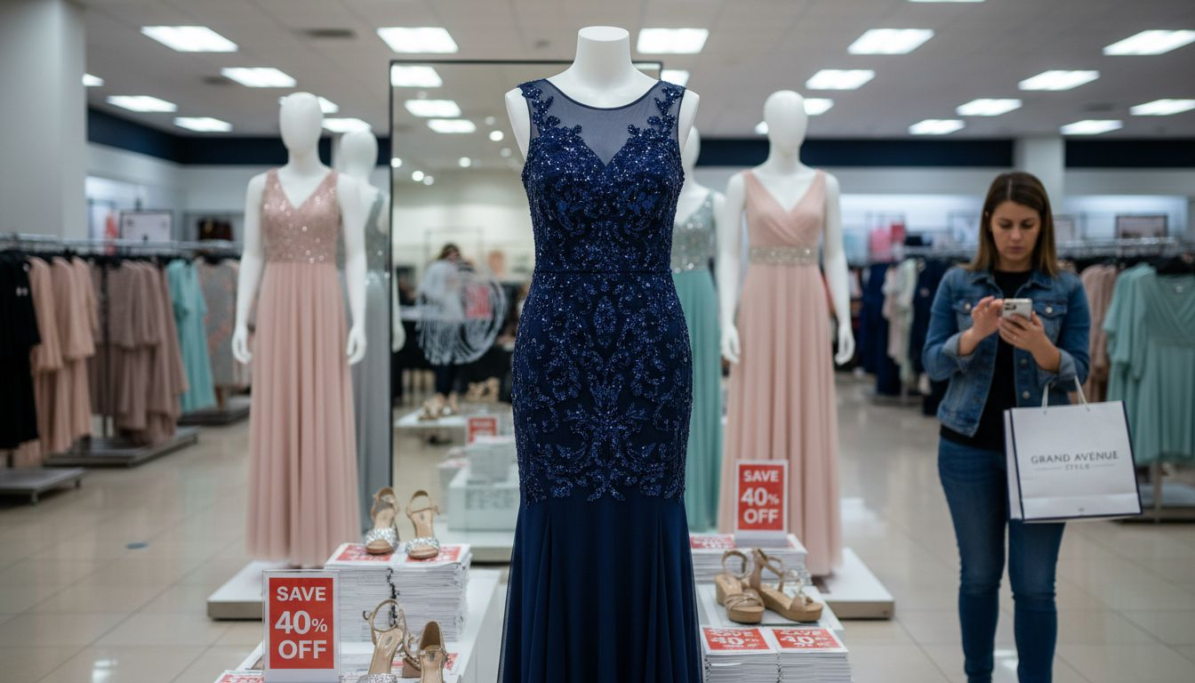 Mannequin in affordable Sherri Hill display