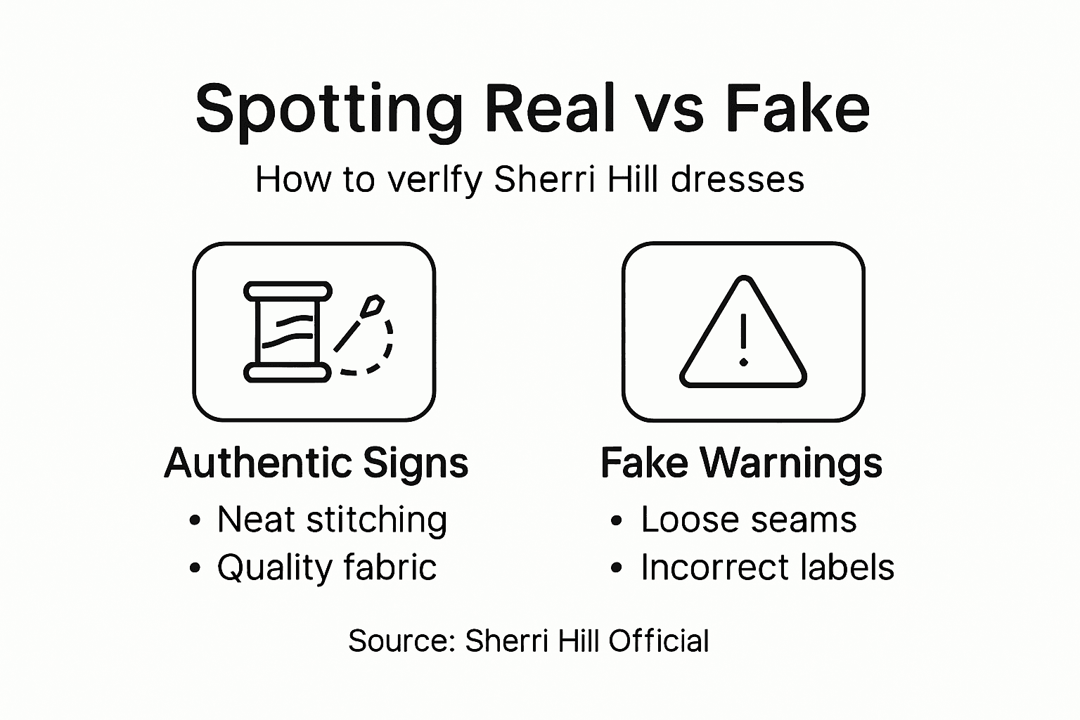 Infographic on authentic versus fake Sherri Hill dresses