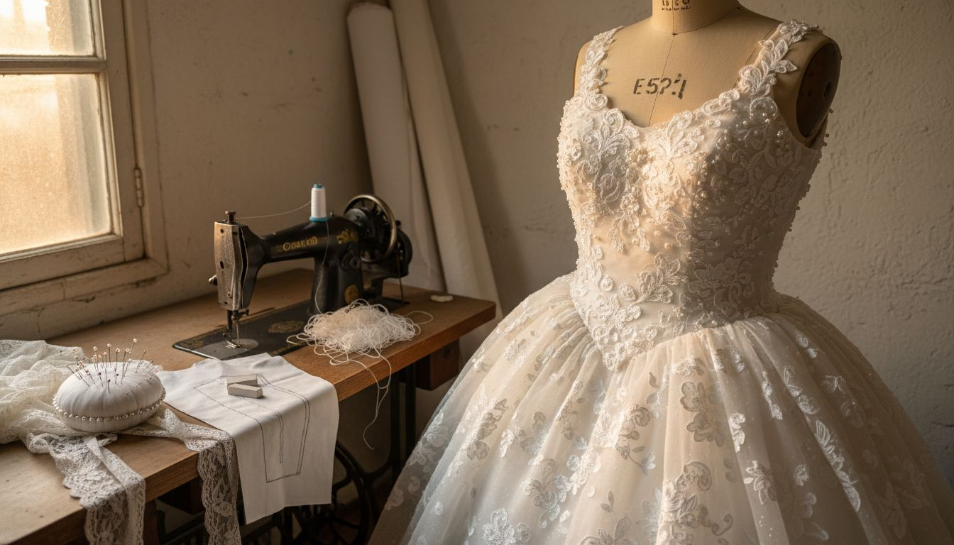 Close-up of decorated quinceanera dress