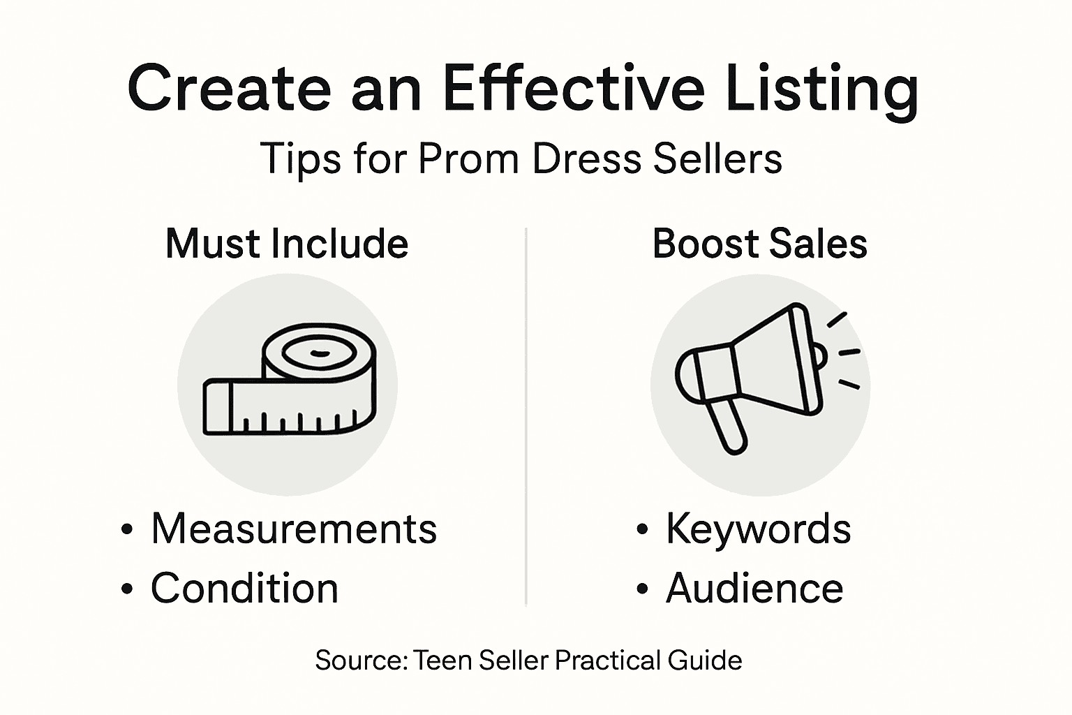 Infographic with prom dress listing steps
