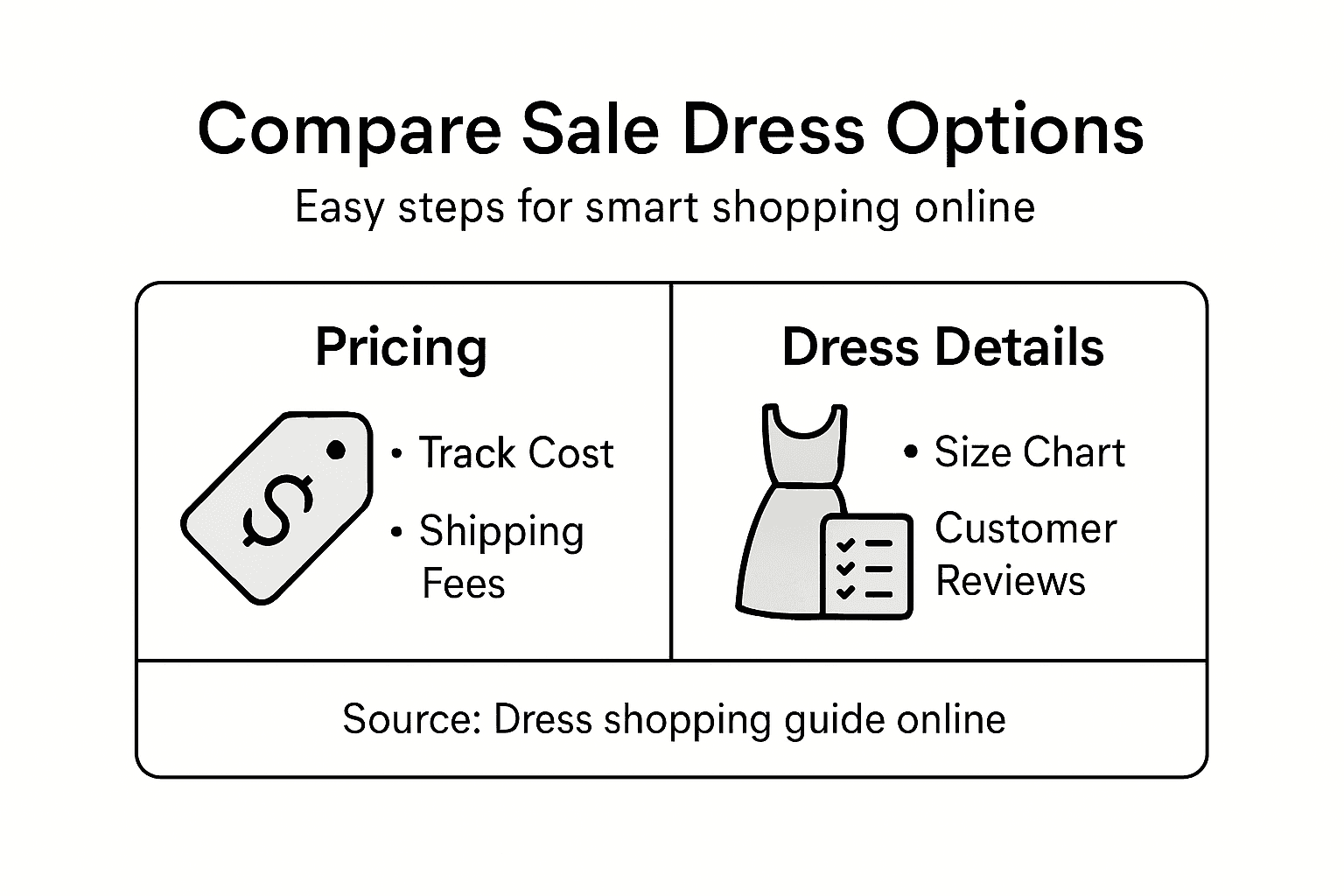 Infographic steps to compare sale dresses