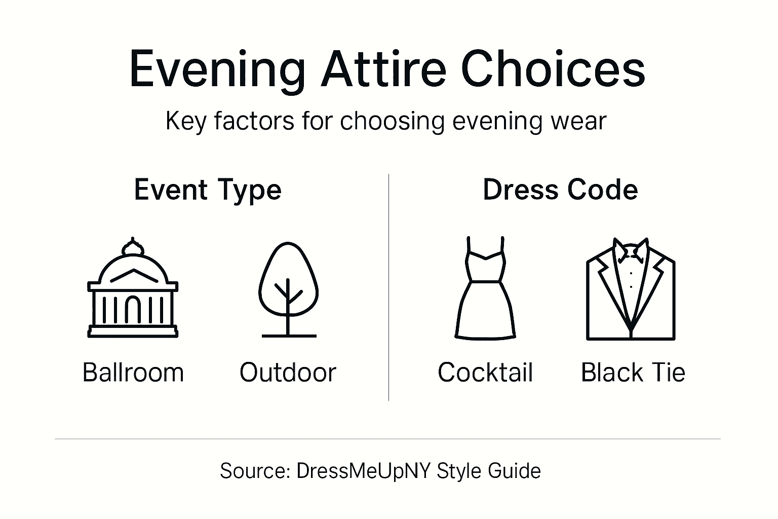 Infographic showing how to choose evening attire
