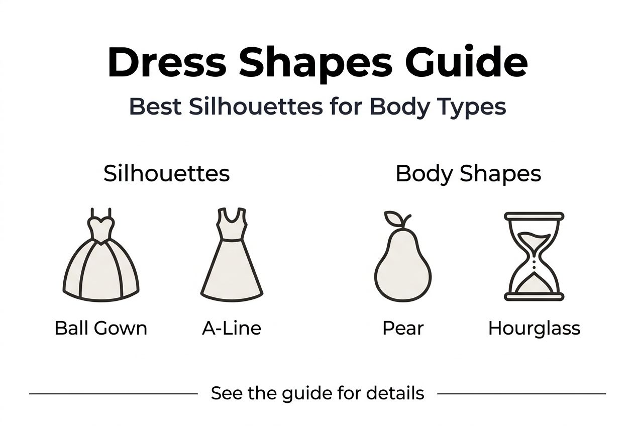 Infographic comparing dress shapes and body types