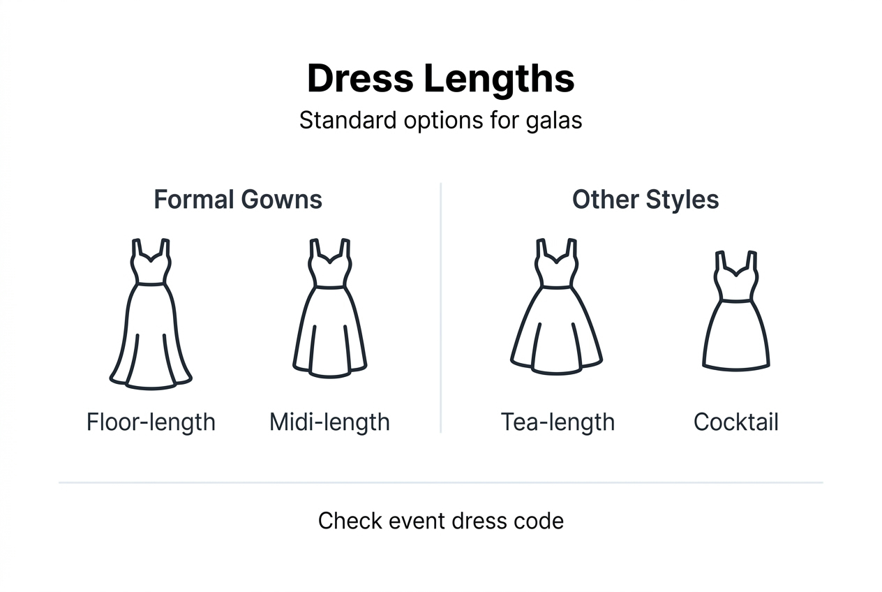 Infographic shows gala dress length categories