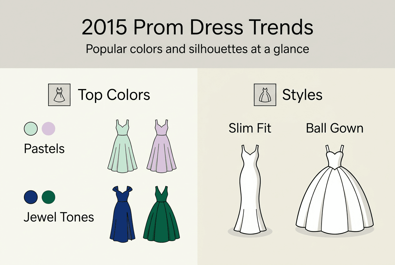 Infographic of 2015 prom dress color and style trends