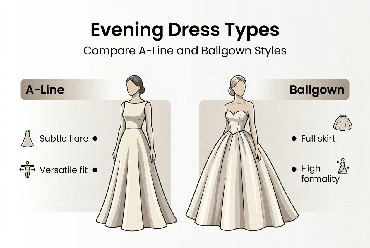 Infographic compares A-line and ballgown dresses