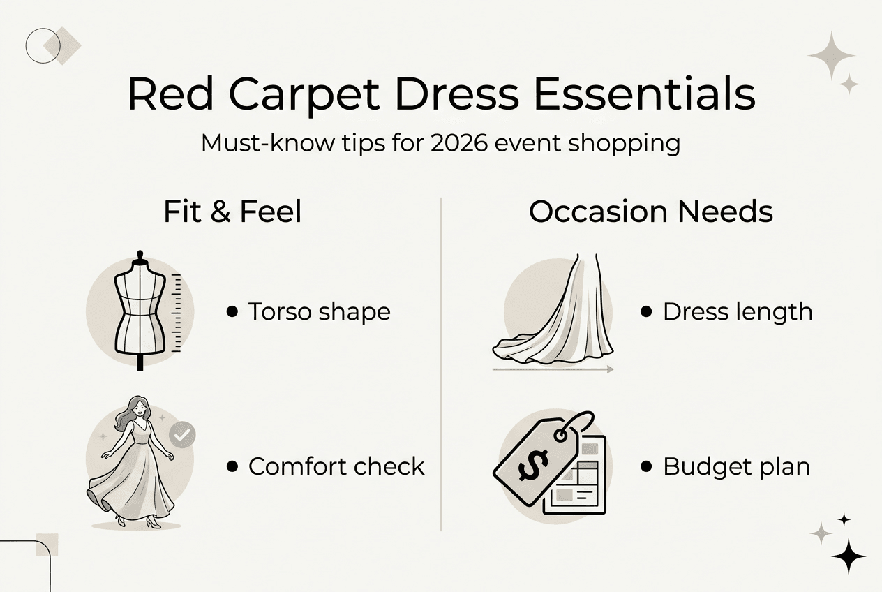 Infographic shows red carpet dress essentials