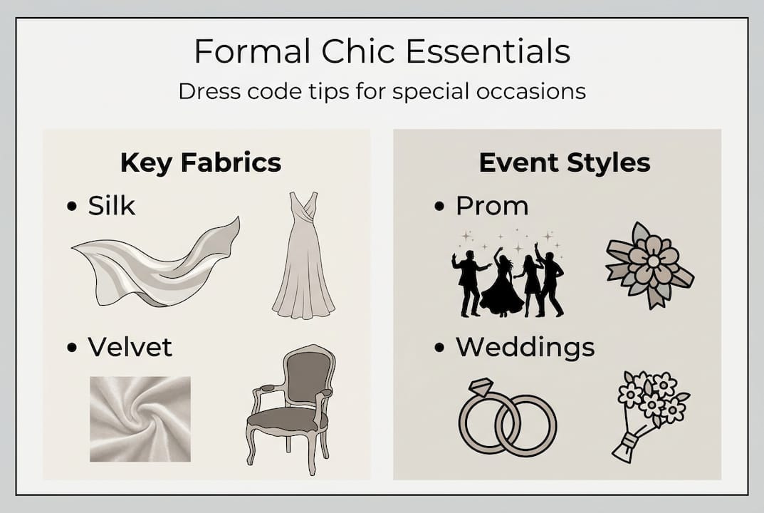 Infographic showing key fabrics and event styles